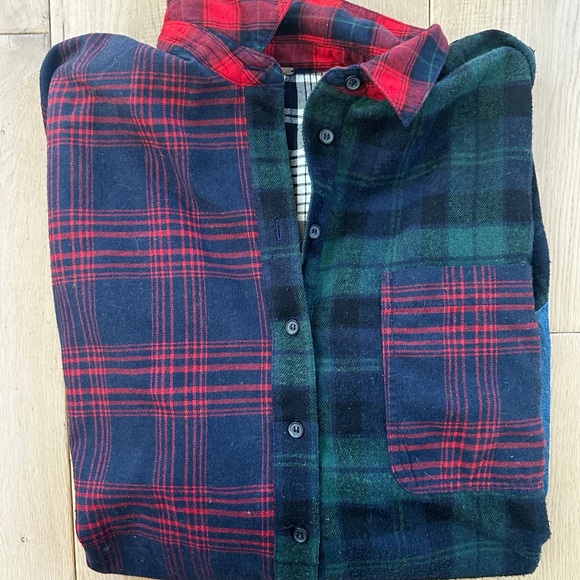 Free People Rainbow Rays Flannel Denim Button Down Shirt - Picture 7 of 8